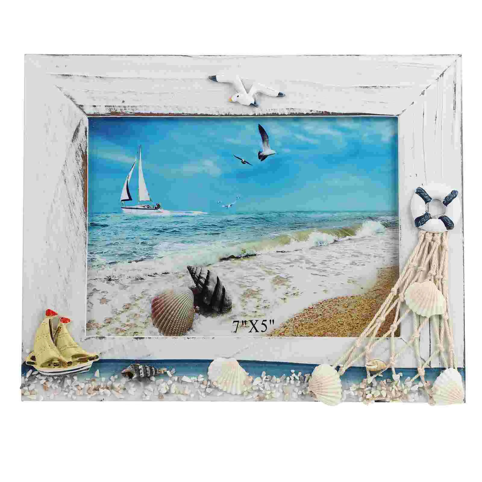 

Nautical Photo Picture Frames Frame Themed Table Seaside Coastal Ornament Ocean Collage Mediterranean Beach Stand Rustic