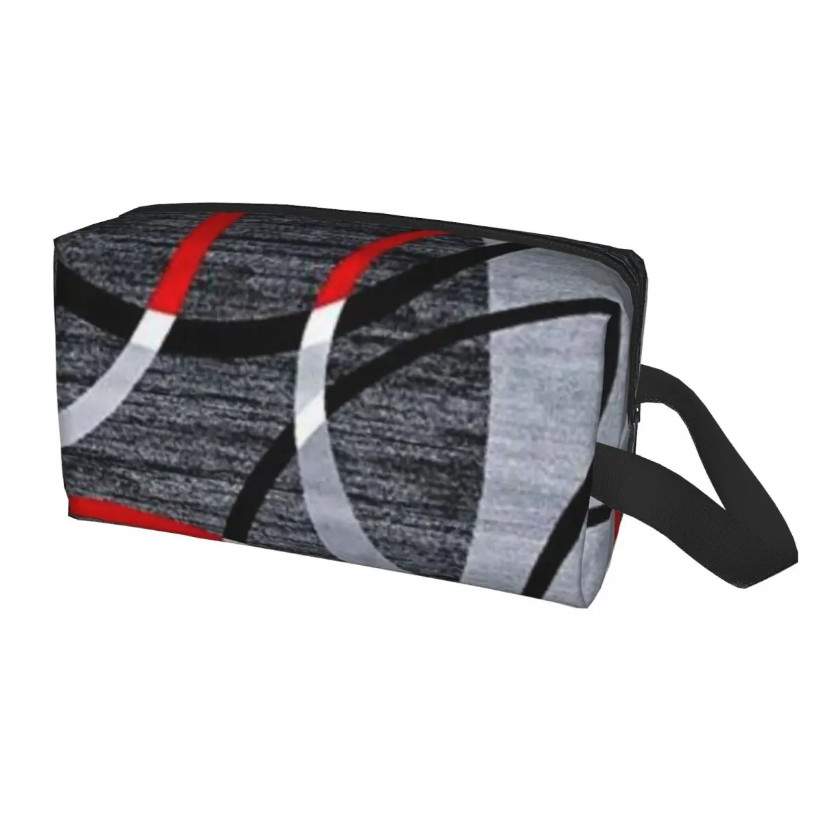 

Modern Abstract Gray Red Swirls Toiletry Bag Portable Geometric Pattern Cosmetic Makeup Organizer Beauty Storage Dopp Kit Case