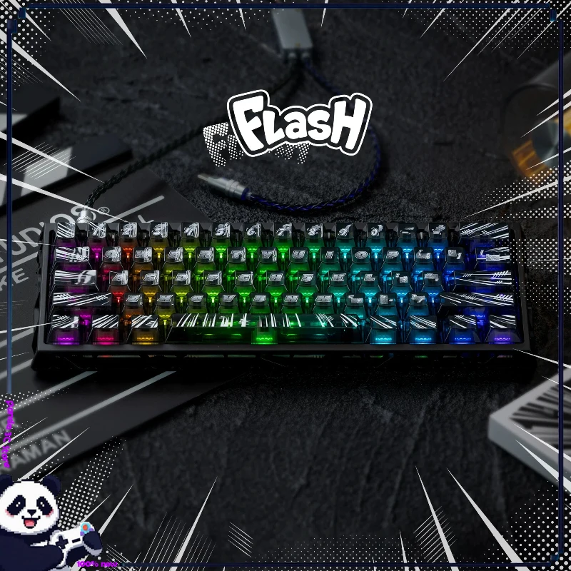 Фото Клавиши KBDfans Flash Black Transparent 60% ABS Shine-Through OEM UV с магнитными переключателями для механической клавиатуры Wooting №1