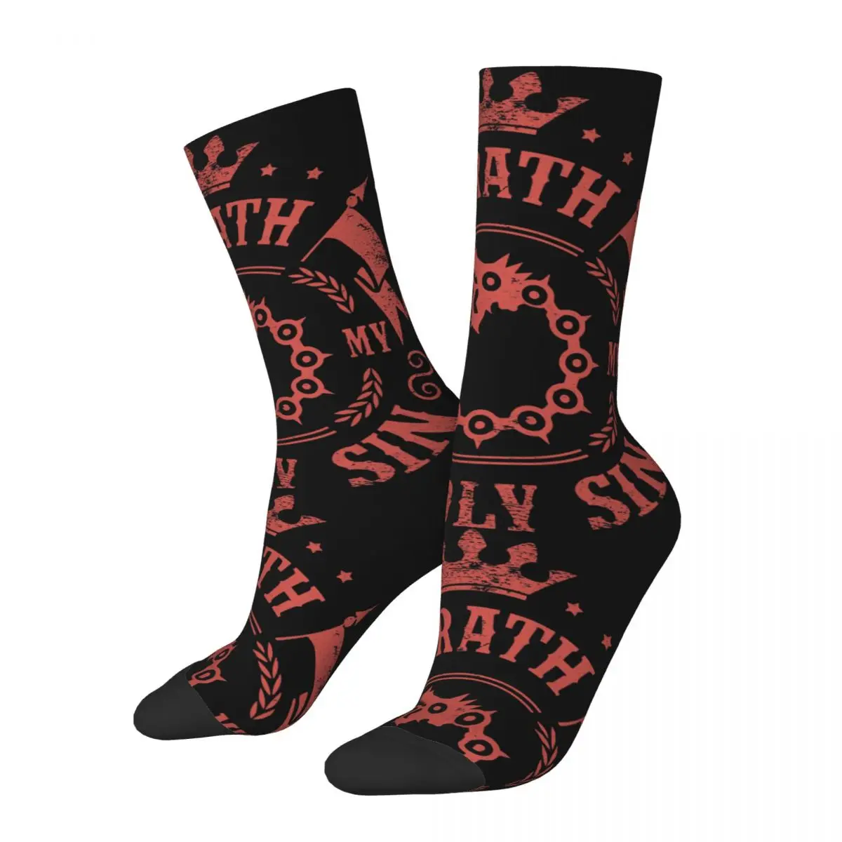 

Happy Funny Wrath Men's Socks Retro Harajuku Seven Deadly Sins Anime Hip Hop Novelty Casual Crew Crazy Sock Gift Printed