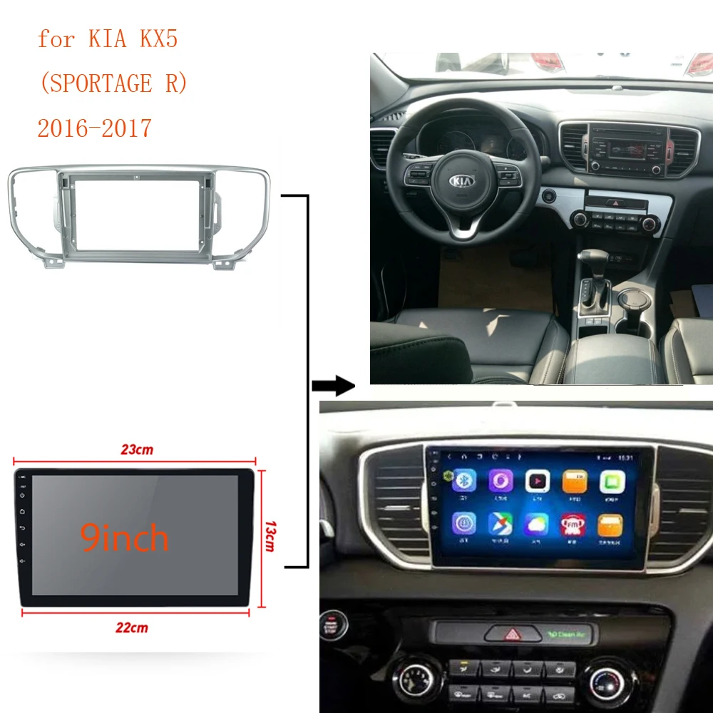 

9 Inch Car DVD Fascia Trim Kit For KIA KX5 (SPORTAGE R) 2016-2017 Double Din Fascia Audio Fitting Adaptor Fascia Frame