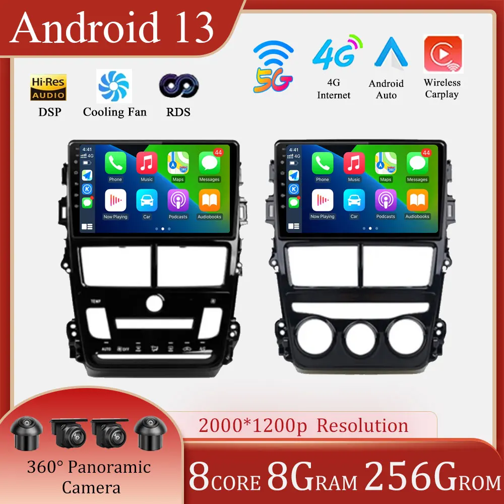 

Автомагнитола для Toyota Vios Yaris 2018 2019 2020 Android 13, мультимедийный проигрыватель, навигация GPS, аудио, Carplay, интеллектуальная система