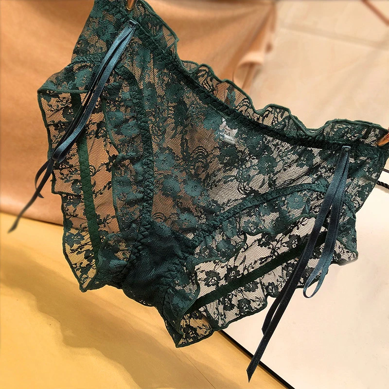 

3Pcs/Set Japanese Sexy Lace Girls Panties Temptation Low Waist Perspective Breathable Briefs