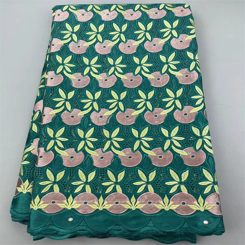 

Швейцарская Кружевная Ткань 5 ярдов, новейшая Тяжелая вышивка бисером, африканская 100% хлопчатобумажная ткань, швейцарская вуаль, кружево, п...