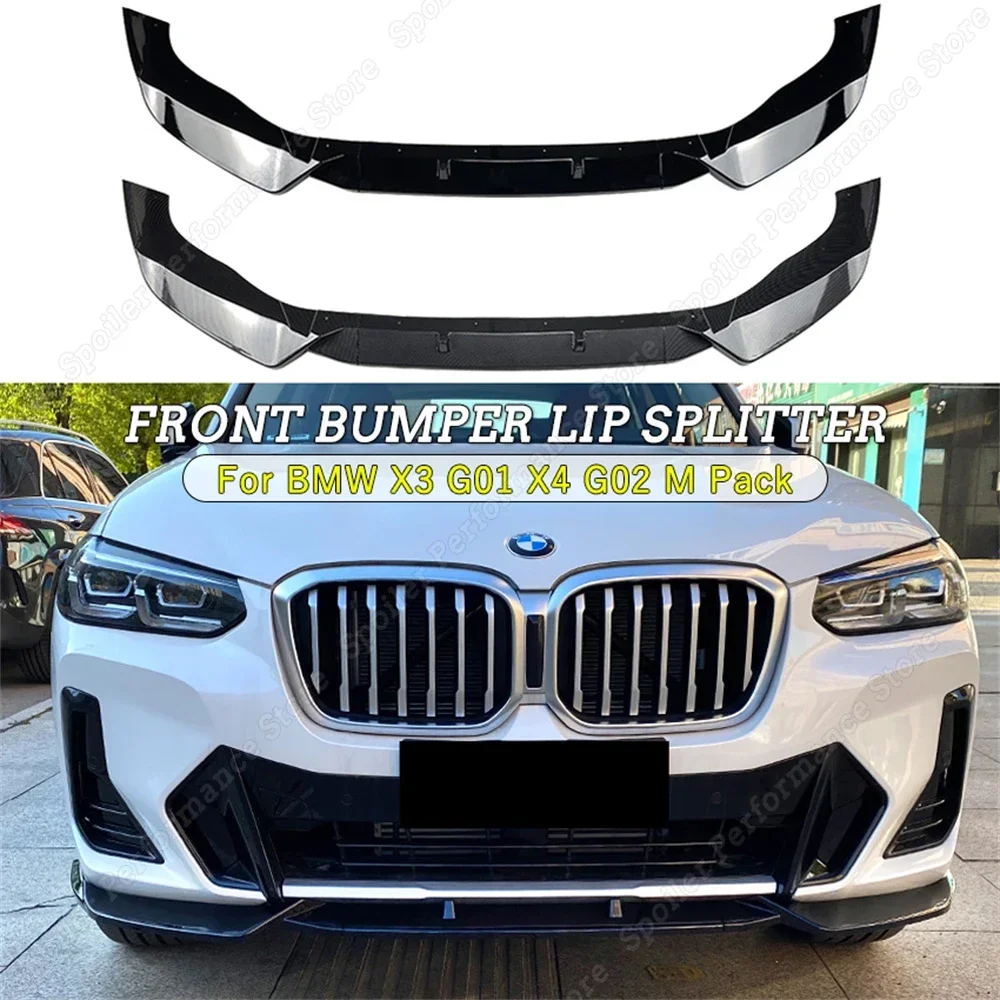 

Сплиттер переднего бампера для BMW X3 G01 X4 G02 ix3 G08 M, бампер, спойлер, диффузор, защита корпуса, чехол 2021-2023 + глянцевый черный АБС