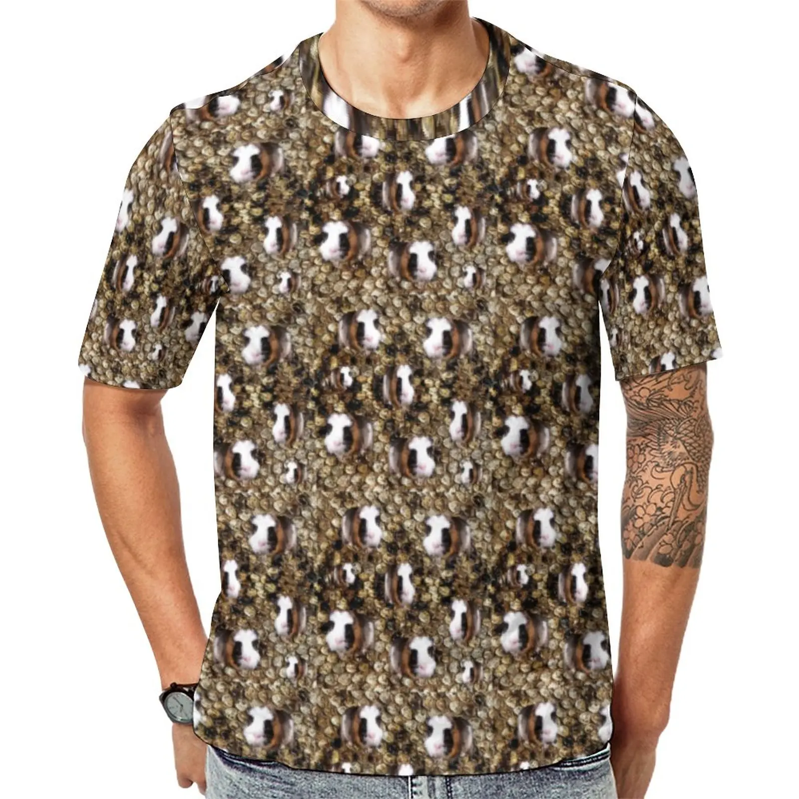 

Футболка мужская с принтом морской свиньи, крутая уличная одежда со змеиным принтом, Рубашка премиум класса с коротким рукавом, одежда на заказ, большие размеры