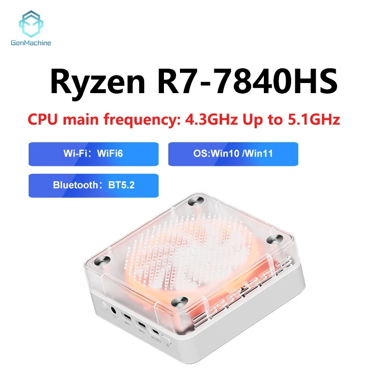 Новый мини-ПК AMD Ryzen7 R7 7840HS Windows 11 8 ядер 16 потоков DDR5 4800 МГц 256/512 ГБ M.2 SSD WIFI6 BT5.2