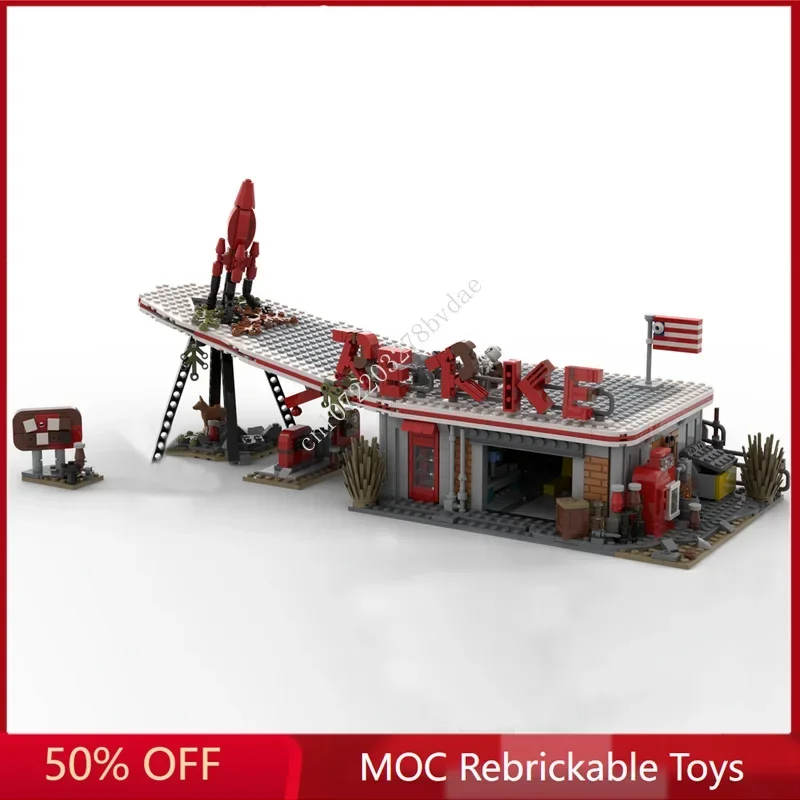 1285 шт. индивидуальные MOC модульные Fallout 4 Red Rocket Truck Stop вид на улицу модель