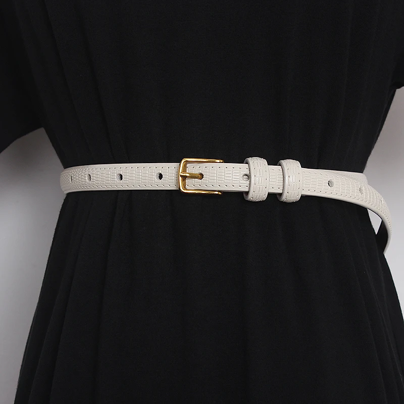 Casual golden needle buckle decorative belt women for denim leather belt