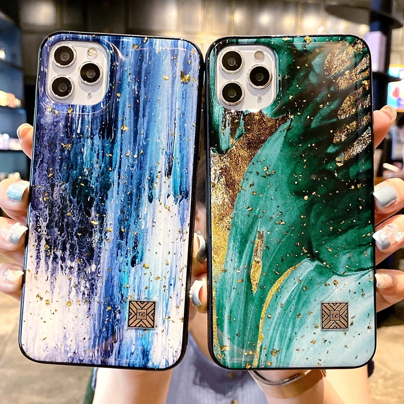 

Luxury Gold Foil Tree Leaf Phone Case For iPhone 11 12 13 Pro Max XS Max X XR 7 8 Plus SE 2020 Mini Bumper Back Cover