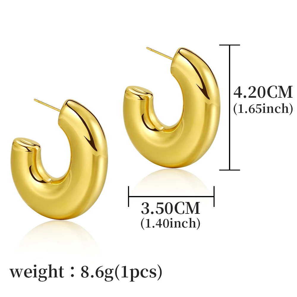 Badu серьги-кольца из нержавеющей стали золотого цвета смелые C-образной формы для