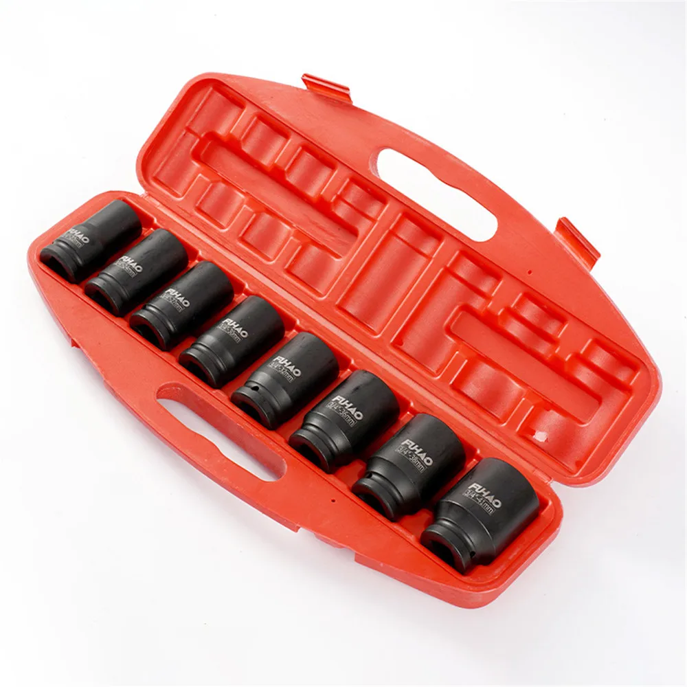 

3/4 Inch 8Pcs Impact Deep Socket Set Heavy Duty 78mm Length Pneumatic Wind gun sleeve 19mm Square Hole 26 27 29 30 32 35 36 38mm