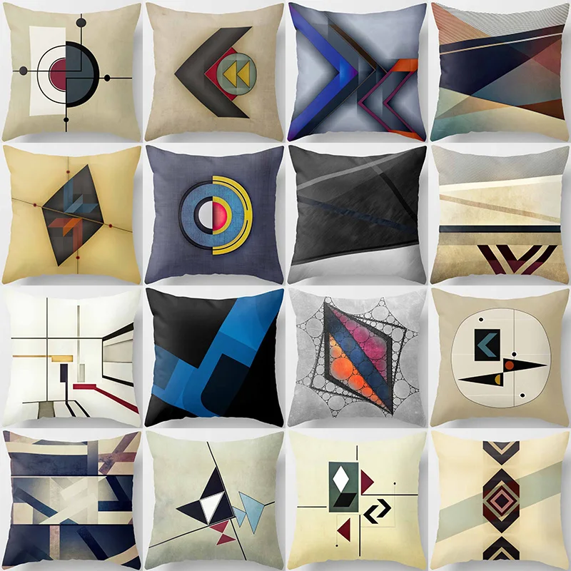 

Красивые креативные наволочки с различными геометрическими узорами, Короткие Плюшевые высококачественные квадратные толстые наволочки