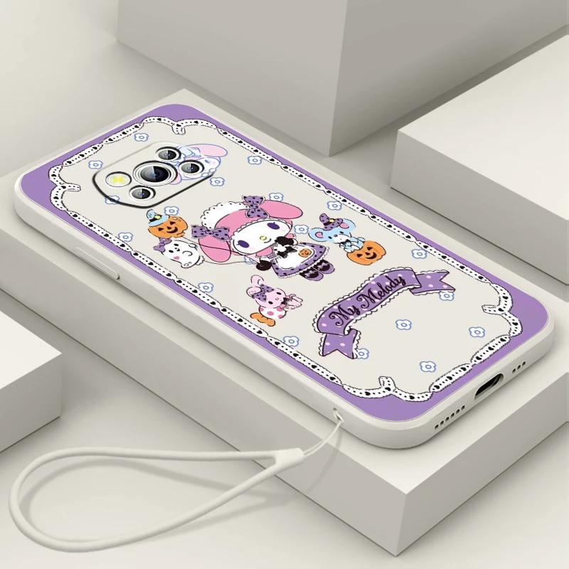 

Kulomi Sanrio Melody Cartoon Phone Case For Xiaomi Mi Poco X4 X3 C40 C3 M4 M3 F4 F3 GT Pro NFC 5G TPU Funda Liquid Rope Cover