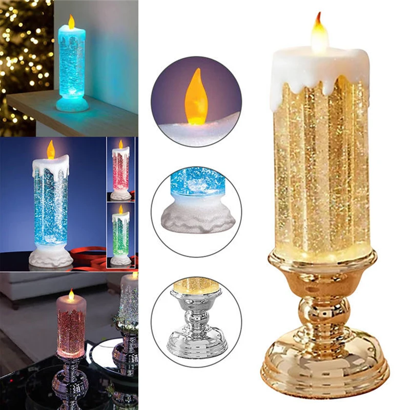 

LED Candle Rechargeable Glitter Color Change Electronic Waterproof Glitter Colour Changing Water Candle Holiday Party Decoration
