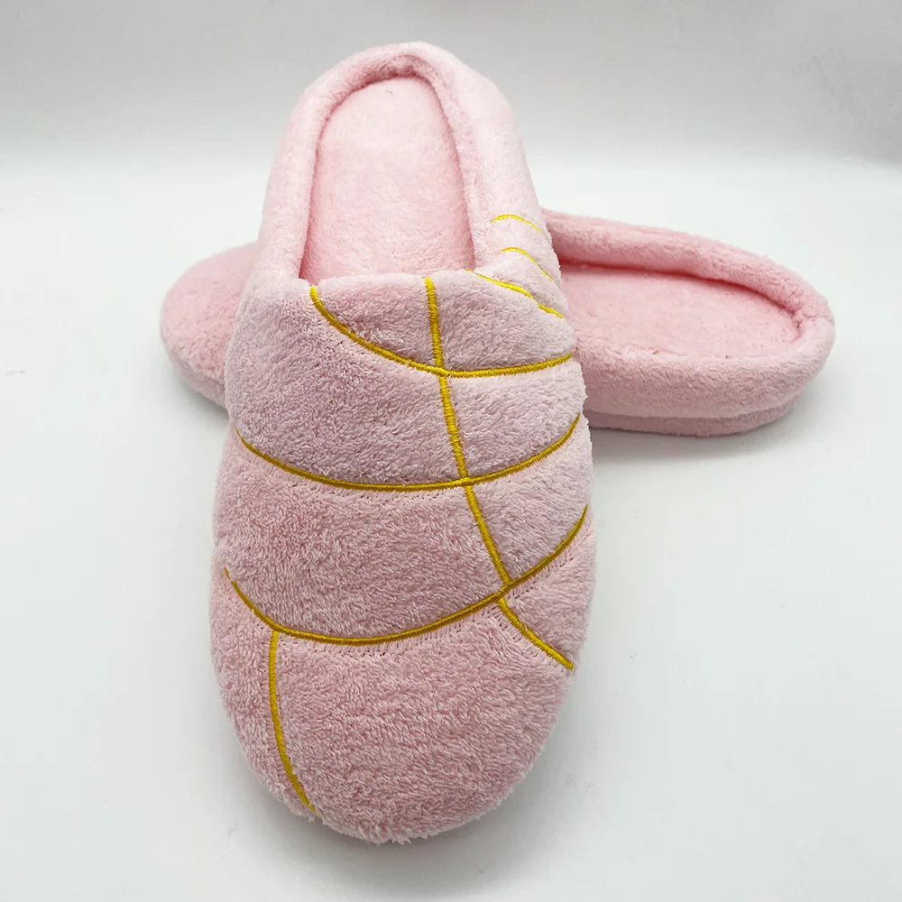 Women Conchas Slippers Mexican Bread Pan Dulce Huaraches Slides Indoor Floor Home Shoes Bedroom Warm Soft Mute Plush Slipper