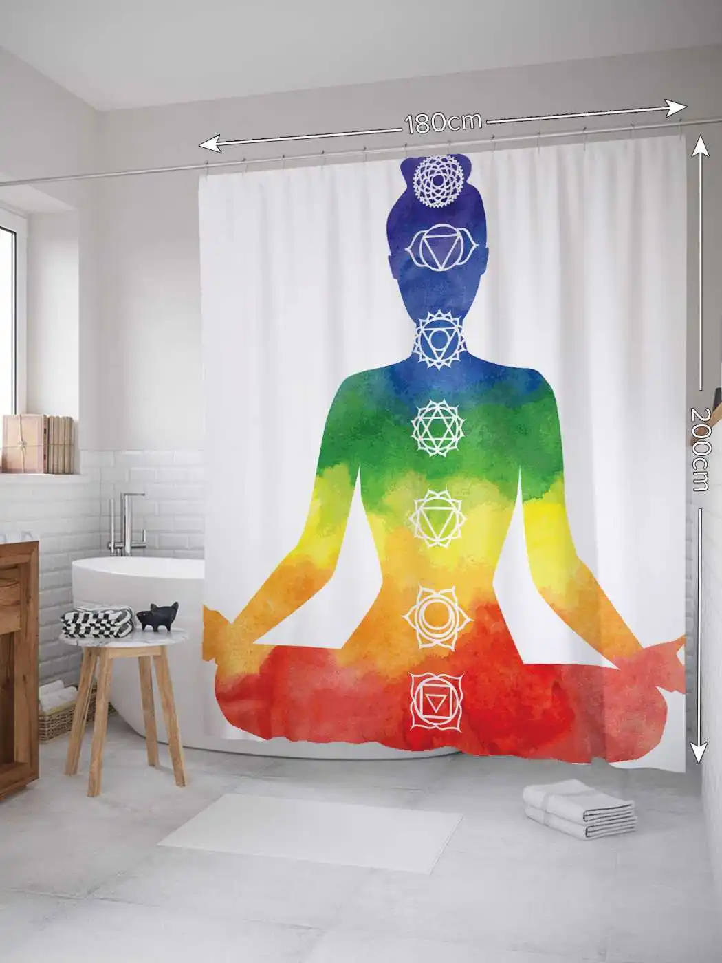 Штора (занавеска) для ванной &quotЦветочный поцелуй&quot из сатена | 180х200 см с крючками