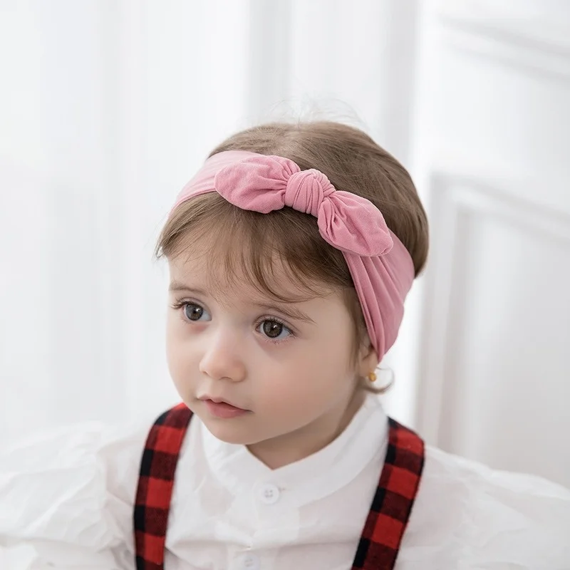

Kids Headwear Knot Hair Accessories Toddler Baby Headband With Elastic Nylon Baby Headband Knit Children Turban For 0-6years Kid