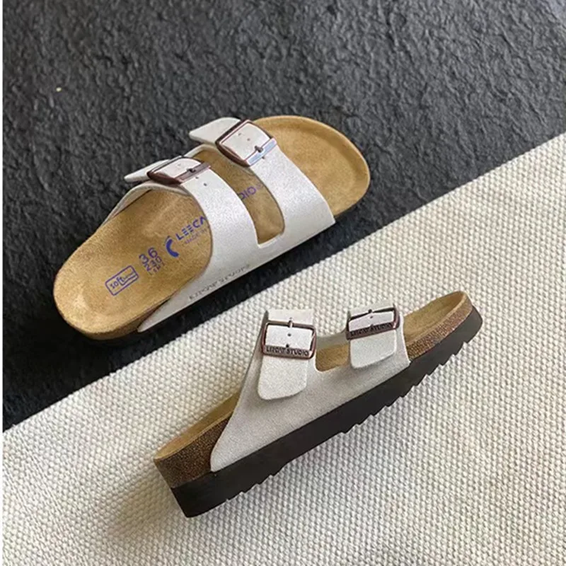 Birken Shoes 2023 New Summer Wear Slippers Women's Platform Increased Holiday Leisure Beach Women's Half Slippers.