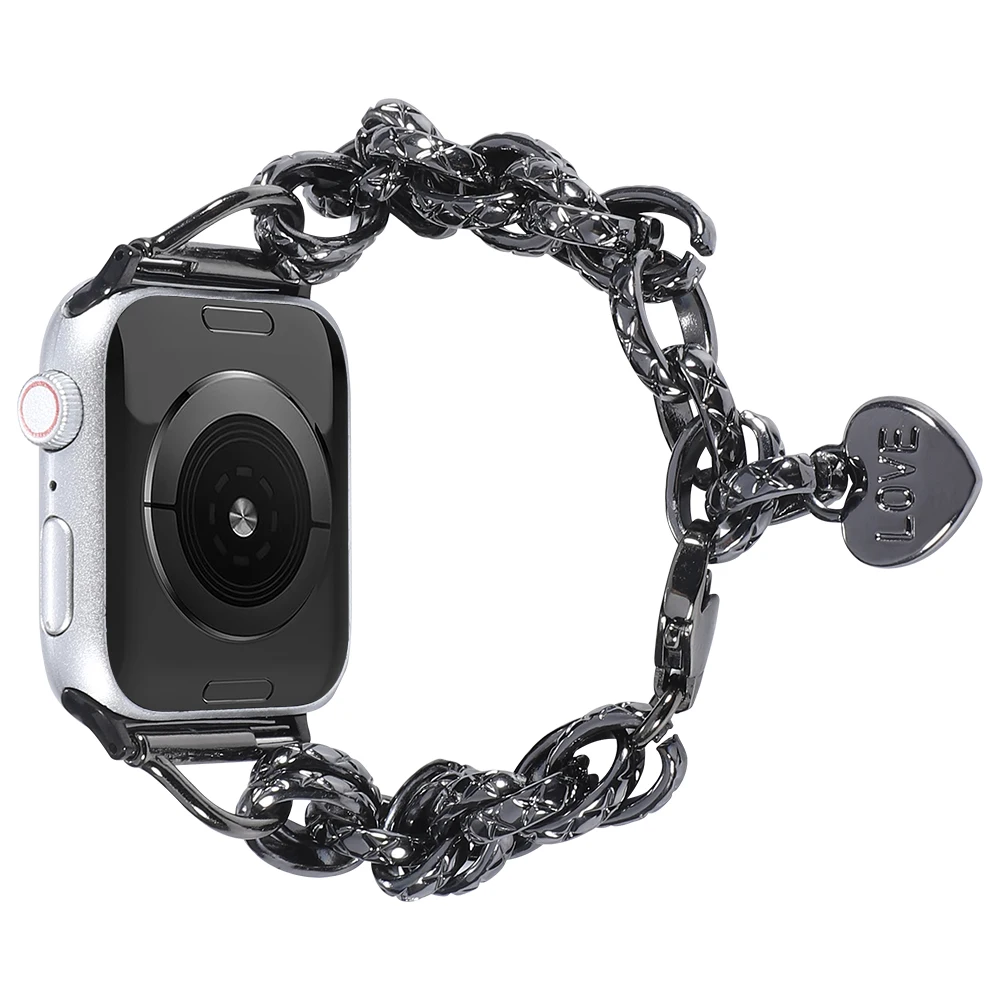 Metal Strap For Apple watch band 49mm 45mm 41mm 44mm 40mm 42mm heart pendant bracelet wristband For iWatch UItra 8 7 6 5 4 3 SE