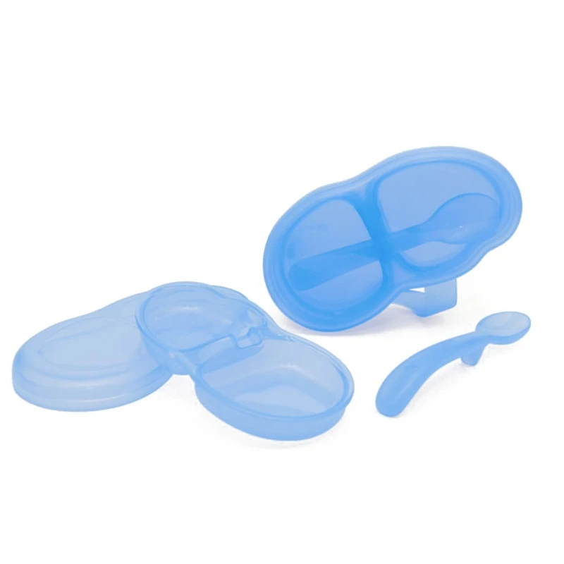 

Portable Baby Compartment Bowl Complementary Food Box Tableware with Lid and Spoon Infants Learning Training Feeding Plate