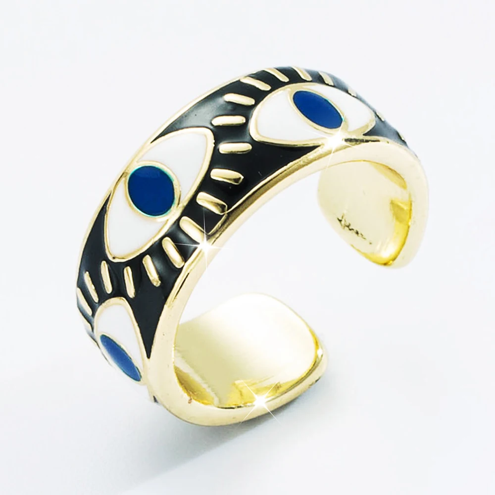 

New Turkish National Style Retro Evil Eye Trend Women Ring Jewelry Opening Adjustable Fashion Temperament Ladies Rings Present