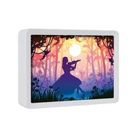 3d night lamp paper cut light box led lights violin girl shadow box frame landscape frames for pictures nordic home decor gift
