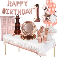 rose gold birthday party decorations cake stand tablecloth napkin adult birthday party anniversary wedding decor party supplies
