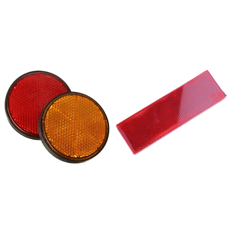 

1X Warning Reflective Safety Plate/Tape Reflector Stickers & 2Pcs 2Inch Round Red And Orange Reflectors Universal