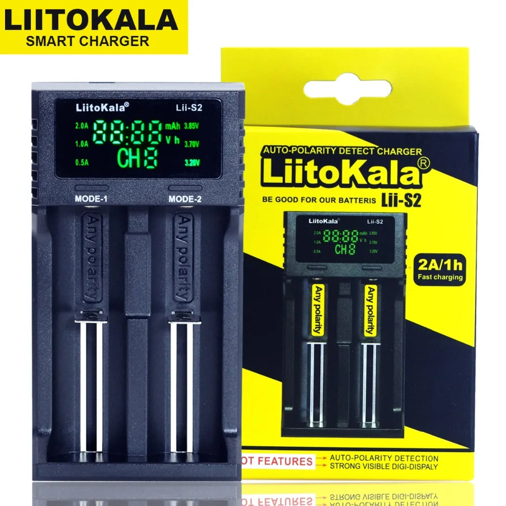 НОВОЕ зарядное устройство Liitokala Lii-S2 с двойным слотом 18650 1 2 В 3 7 AA/AAA 26650 21700 умное