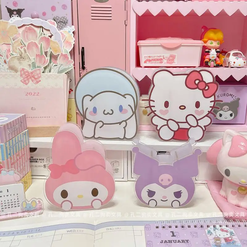 

Kawaii Sanrios Pen Holder Kitty Kuromi My Melody Cinnamoroll Cartoon Acrylic Desktop Stationery Makeup Brush Storage for Girls