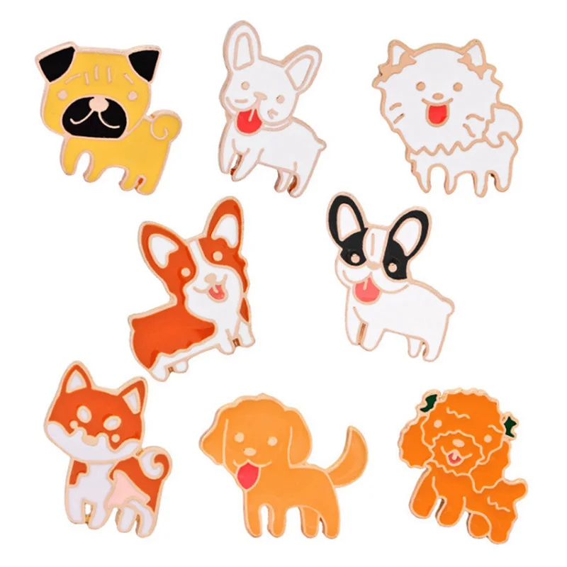 Коллекция щенков эмалированные заколки Симпатичные собаки броши значки корги
