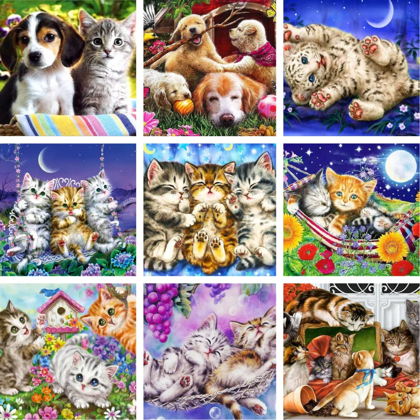 

5D Diy Diamond Painting Animal Cat Dog Full Rhinestones Embroidery Mosaic Art Cross Stitch Kits Home Decor New Arrivals 2023