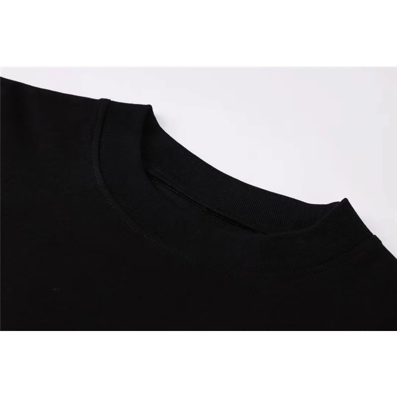 Летняя хлопковая черная футболка большого размера с коротким рукавом и принтом