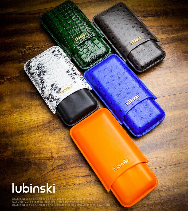 Lubinski гаджет для сигар дорожный чехол из натуральной коровьей кожи 3-трубный
