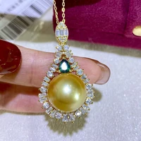 meibapj 11 12mm big natural freshwater pearl fashion golden pendant necklace 925 sterling silver fine wedding jewelry for women