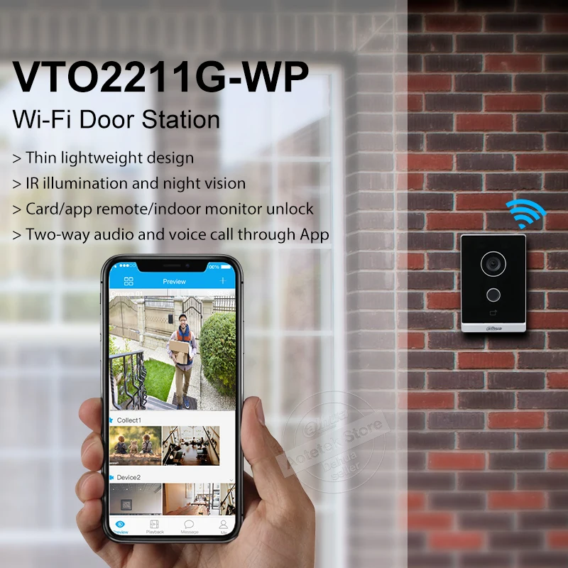 Dahua оригинальный VTO2211G-P VTO2211G-WP WiFi видео дверной звонок тонкий легкий ip-домофон