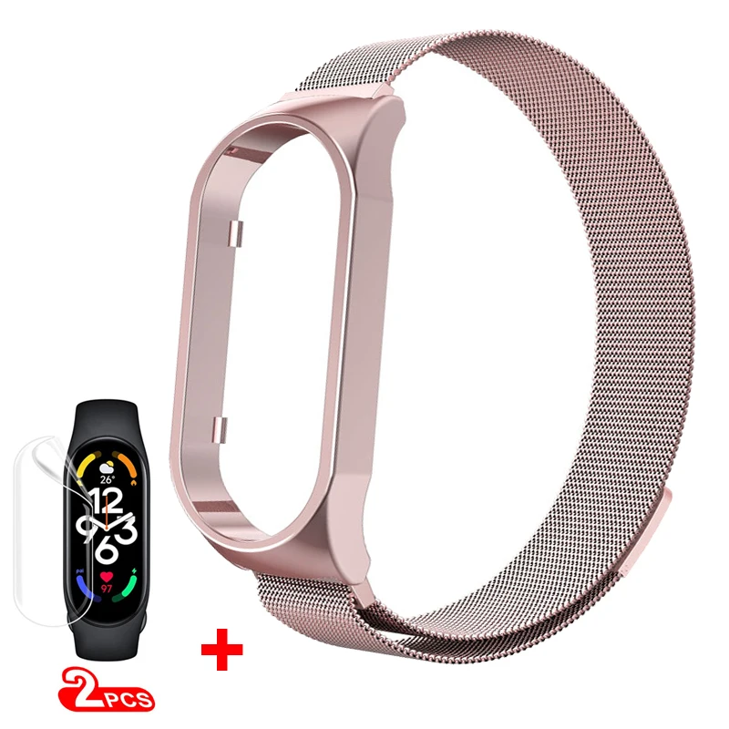 Металлические браслеты и защитная пленка для экрана Xiaomi Mi Band 7 смарт-браслет с