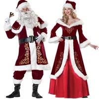 new deluxe christmas costume cosplay couple santa claus clothes uniform new year xmas holiday fancy dress for adults men women