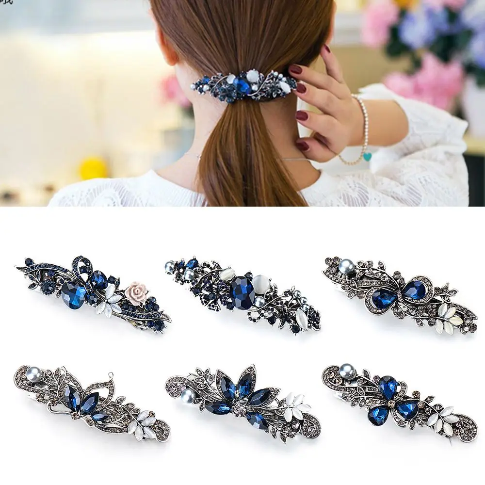 

Colorful Crystal Hair Clips Retro Flower Rhinestones Metal Barrettes Butterfly Clip Women Vintage Hair Clips Bridal Hair Jewelry