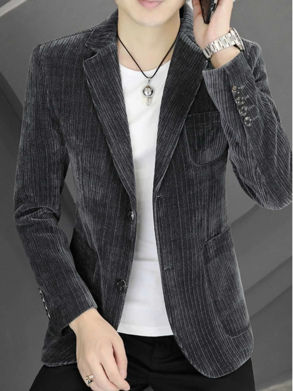 Мужской вельветовый костюм верхняя одежда Young Sle универсальная облегающая модная