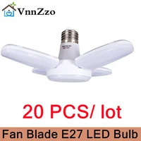 20pcs lot led mini folding led fan light bulb e27 lampada ac85 265v 28w foldable fan blade angle adjustable light bulb