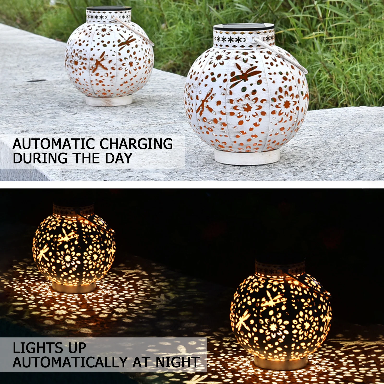 

Solar Outdoor Lanterns Retro Hanging Light for Yard Tree Fence Patio Landscape with Handle Waterproof LED Lamp Garden Decoration
