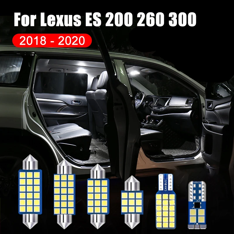 

For Lexus ES 200 260 300 2018 2019 2020 9PCS 12V Car LED Interior Dome Reading Lights Trunk Lamp Vanity Mirror Bulbs Accessories