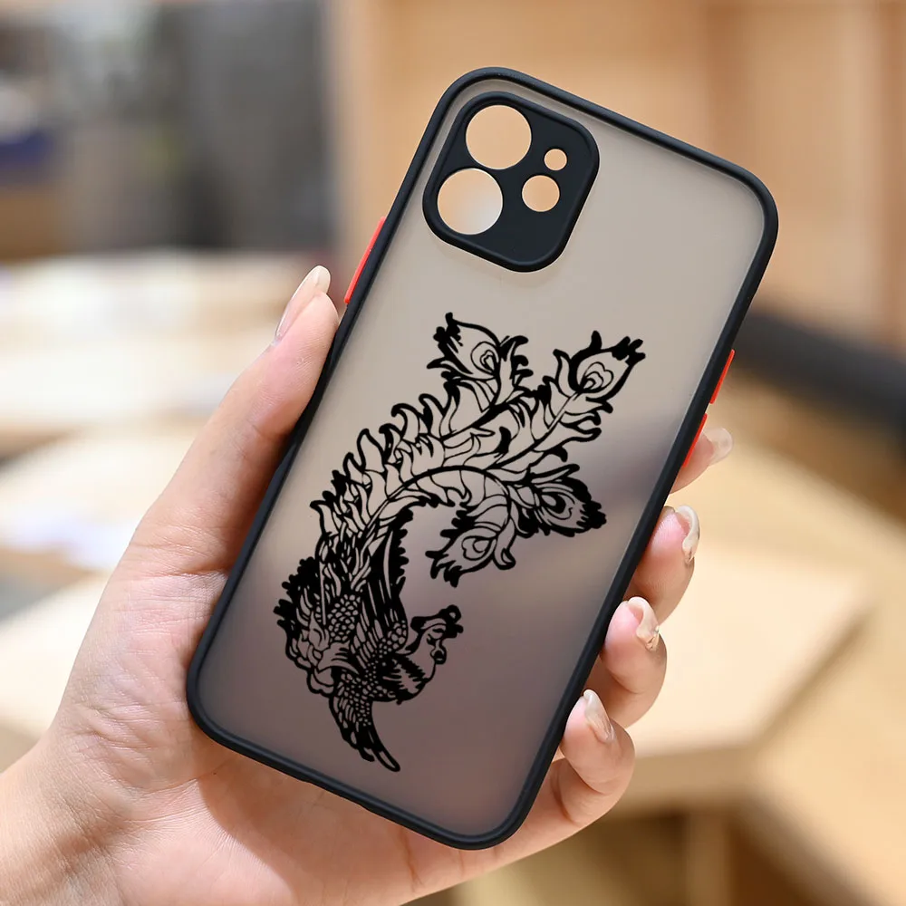

China Style Animal Dragon Phoenix Clear Couple Phone Cases for iPhone 11 12 13 Pro MAX Mini 7 8 Plus X XS Max XR Covers Coques