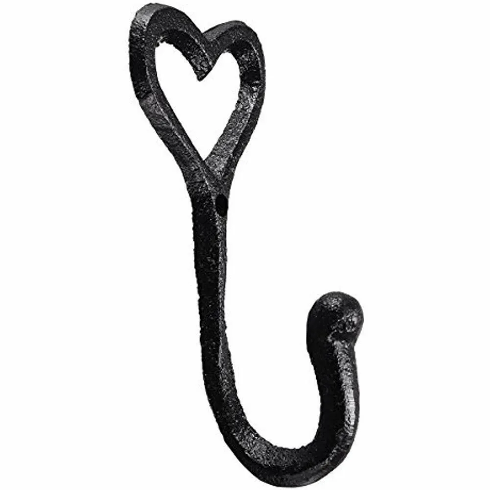 

Bedroom Coat Storage Decorative Door Black Hat Holder Vintage Wall Mounted Heart Shape Hanger Iron Home