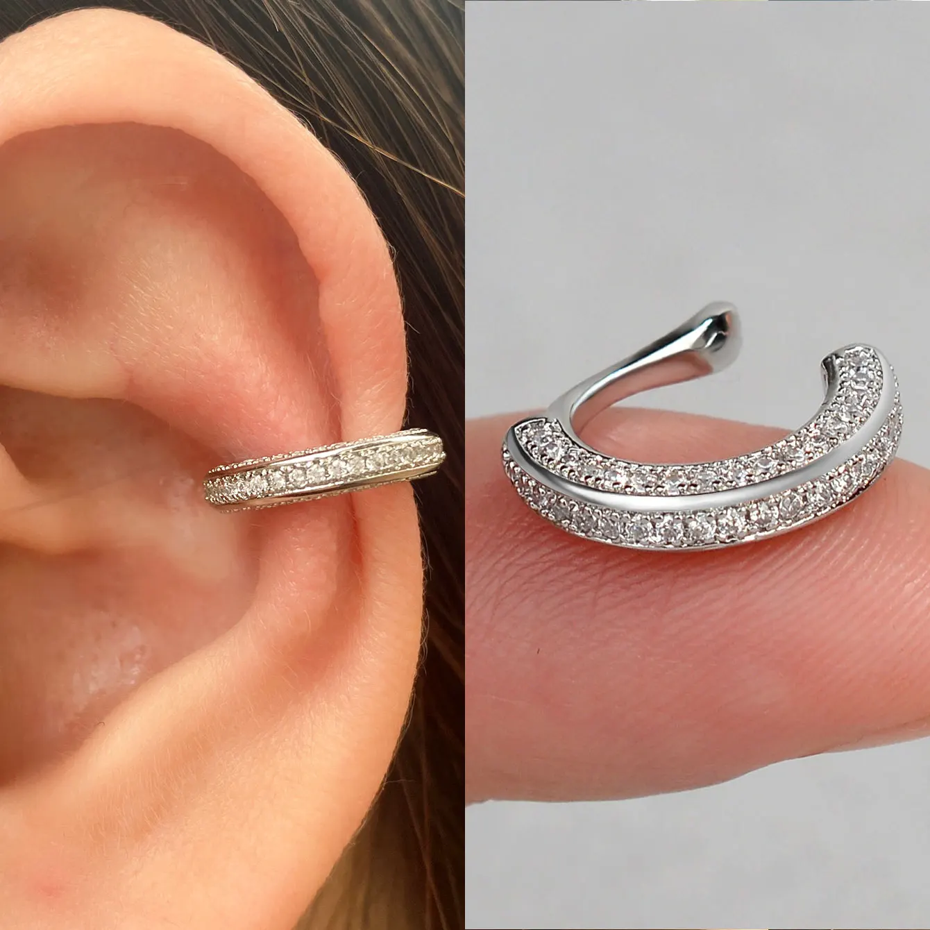 1 шт. Делікатні сережки-кліпси з цирконом Жіночі манжети-сердечка без пірсингу Підроблені сережки-хрящі для жінок Модні прикраси 2025 року