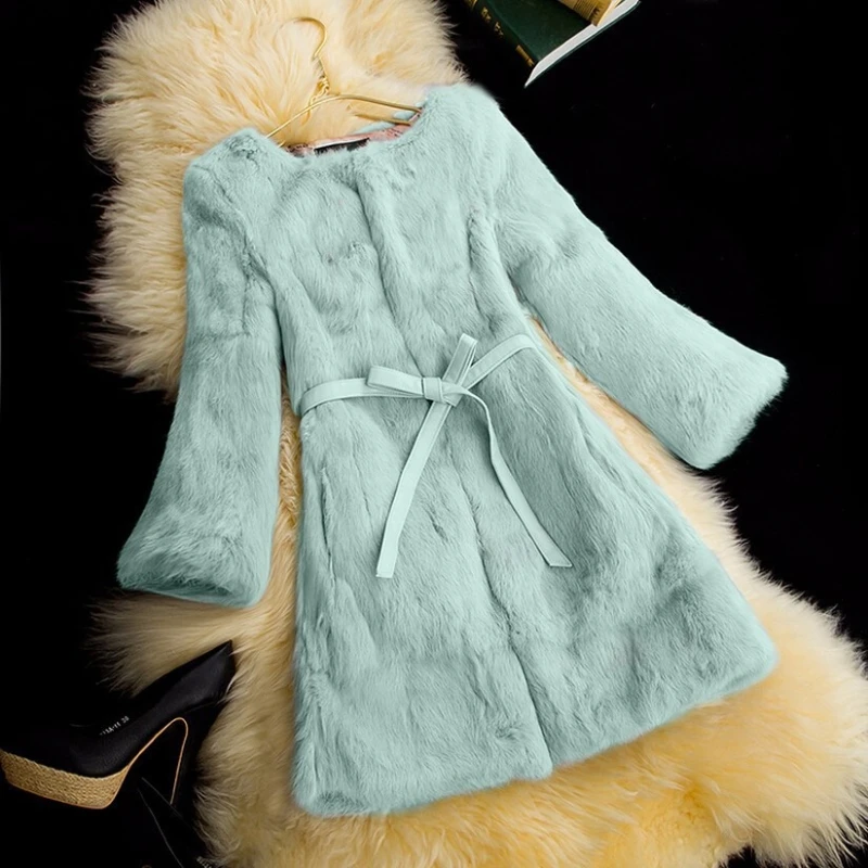 ICCLEK Mink coat women's autumn and winter 2020 Rex Rabbit Fur imitation fur coat medium long women's mink