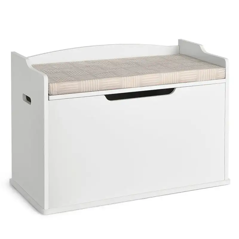 

Toy Box Storage Chest Lift Top Bench Seat W/ Cushion & Safety Hinge Storage box Closet organizer Organizers storage Storage org