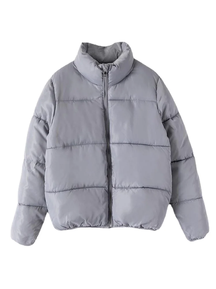 Women Puffer Jackets Cotton Padded Warm Winter Bubble Coat Solid Stand Collar Outerwear 2023 Factory Supply Bear -5centigrade